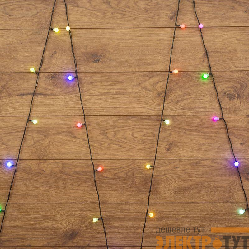 Гирлянда светодиодная "Шарики" 5м d15мм 30LED RGB 3.6Вт 220-240В IP20 провод ПВХ темн. зел. Neon-Night 303-539