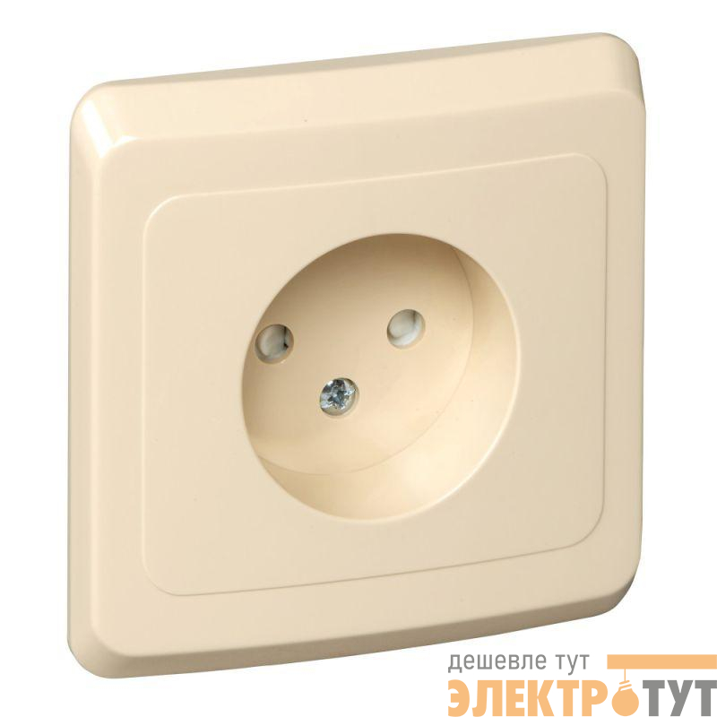 Розетка 1-м СП Этюд 16А IP20 250В без заземл. защ. шторки крем. SE PC16-002K