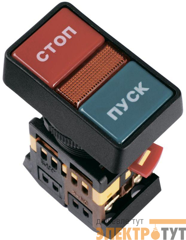Кнопка PPBB-30N "Пуск-Стоп" d30мм 1з+1р 240В неон IEK BBD21-PPBB-K51