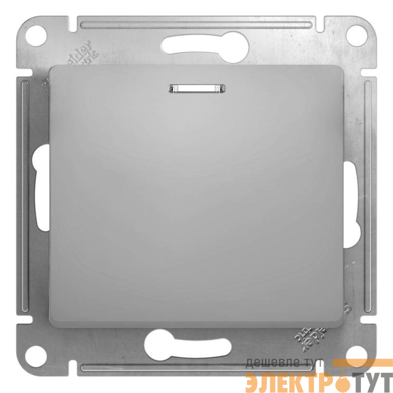 Переключатель проходной 1-кл. СП Glossa 10А IP20 (сх. 6а) 10AX с подсветкой механизм алюм. SE GSL000363