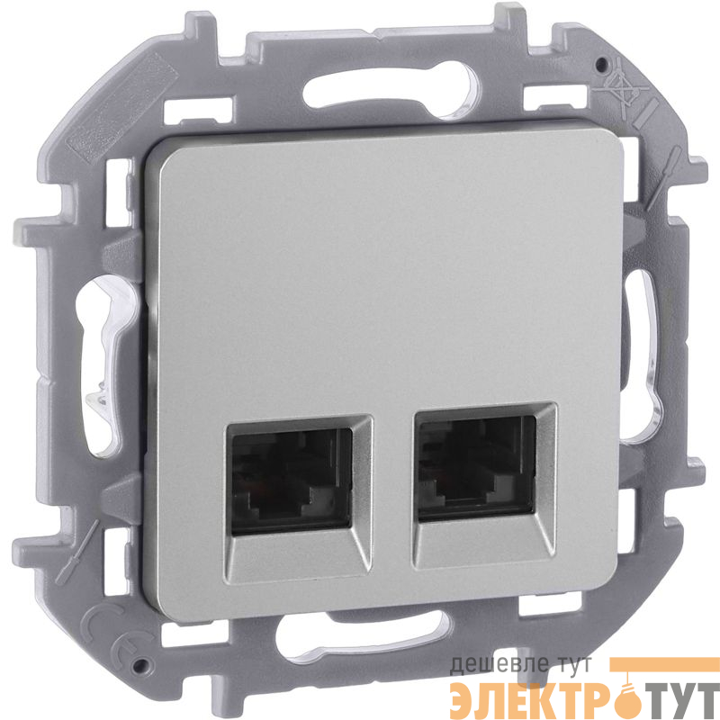 Розетка компьютерная 2-м Inspiria RJ45 кат.6 UTP механизм алюм. IEK 673842