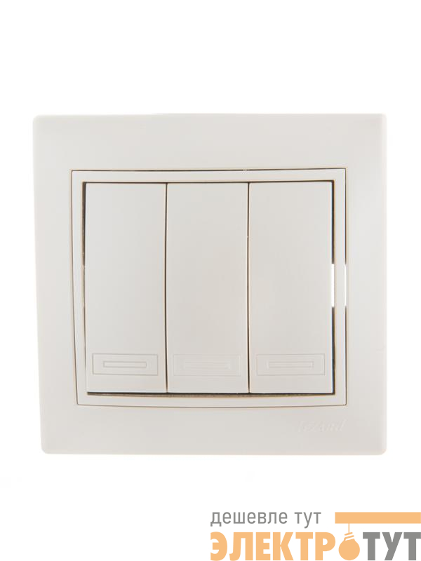 Выключатель 3-кл. СП Mira 10А со вставкой жемчуж./бел. перламутр. LEZARD 701-3030-109