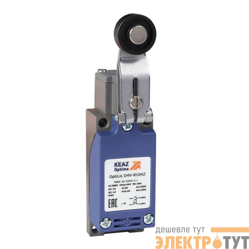 Выключатель концевой OptiLiS D4V-8104Z рычаг метал. с роликом пластик. XCKP2118P16 КЭАЗ 365290