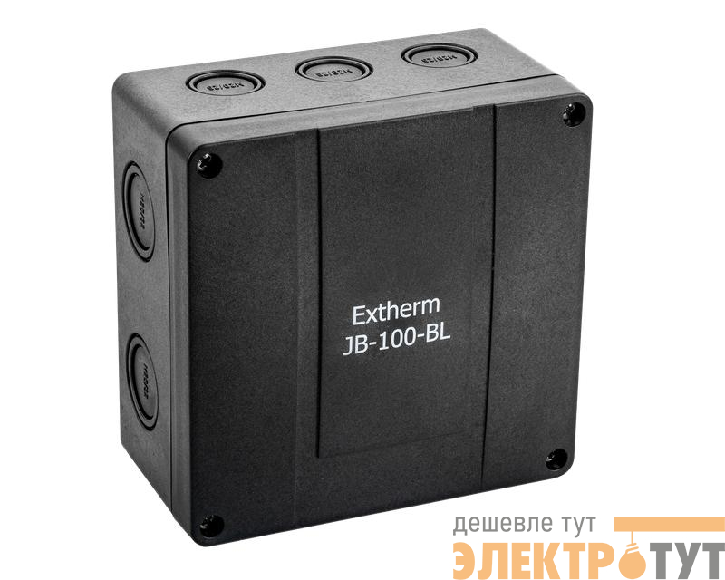 Коробка распределительная 140х140х76мм IP66 в комплекте с клеммным рядом 10х10кв.мм 76А черн. Extherm JB-100-BL