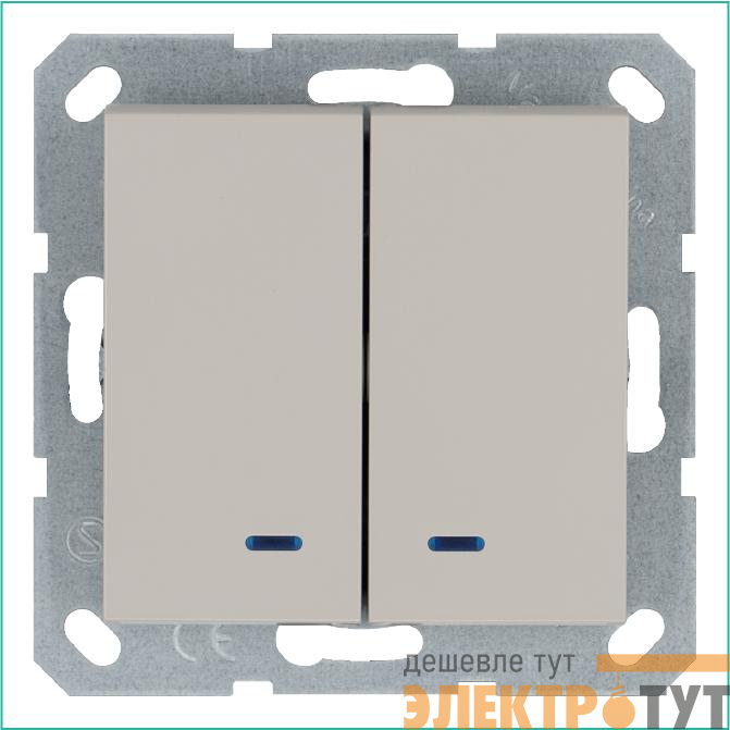 Выключатель 2-кл. 10А IP20 с подсветкой механизм тауп Jasmart G3023NT