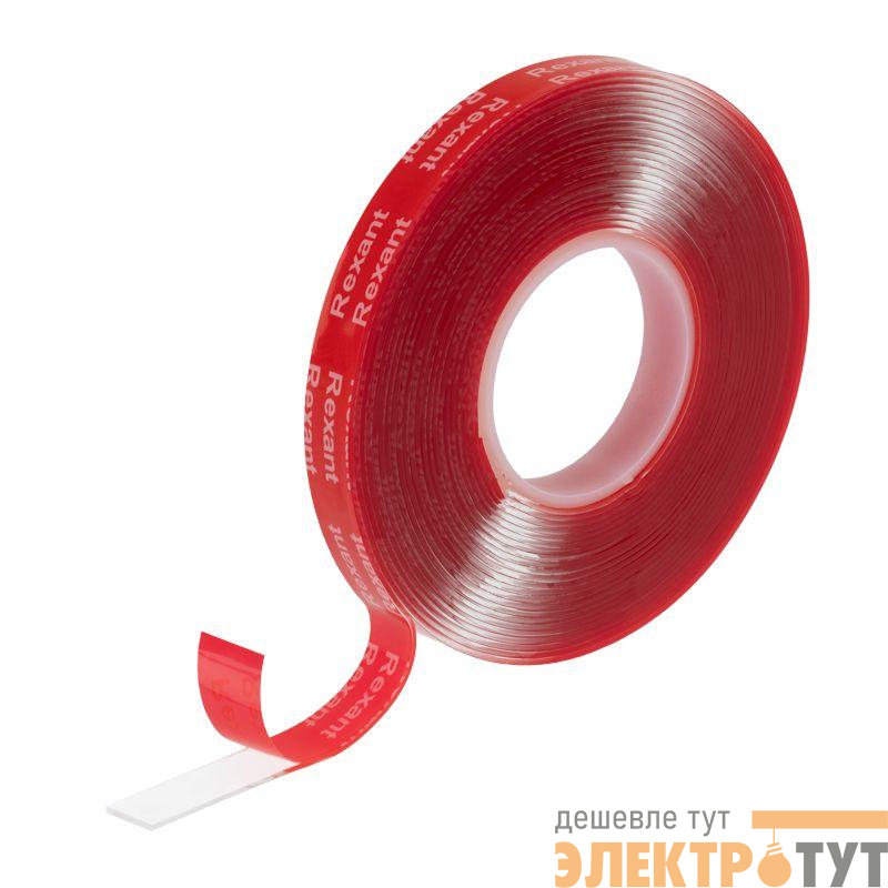 Лента клейкая двухсторонняя прозрачная на VHB акриловой основе 10ммх5м Rexant 09-6057