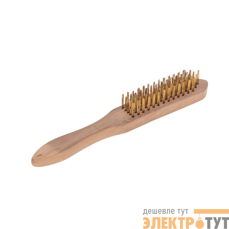 Щетка по металлу с деревянной ручкой 5 рядов 280мм Kranz KR-91-1258