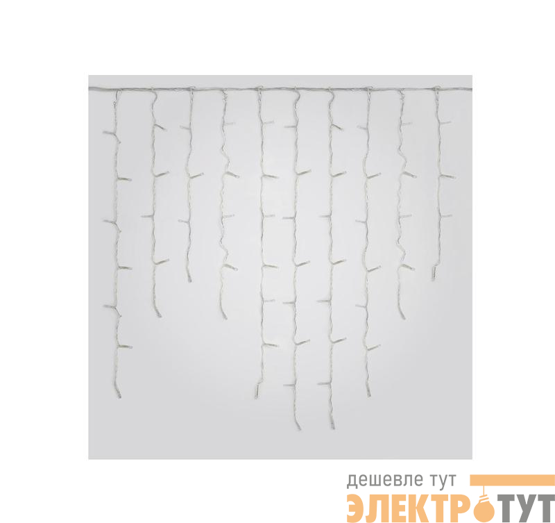 Гирлянда светодиодная "Бахрома" ULD-B2007-100/TTK WHITE IP44 2м 100LED бел. с эффектом мерцания соединяемая провод прозр. Uniel UL-00007209