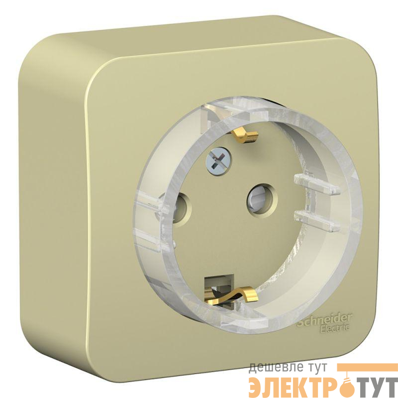 Розетка 1-м ОП Blanca 16А IP20 250В с заземл. защ. шторки с изолир. пластиной (компакт) беж. SE BLNRA111117