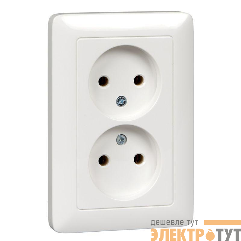 Розетка 2-м СП Хит 16А IP21 250В без заземл. без защ. шторок бел. SE RS16-235-B