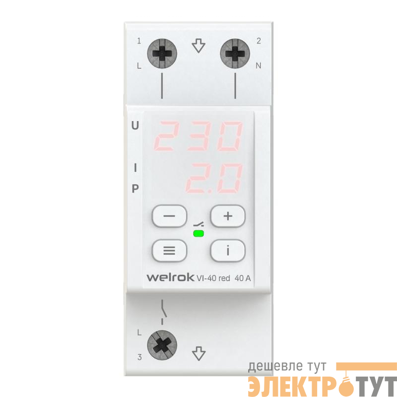 Реле напряжения с контролем тока VI-40 red Welrok 4660251140243