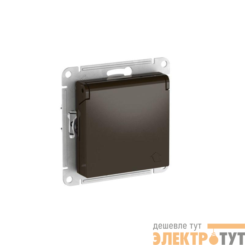 Розетка AtlasDesign 16А IP20 с заземл. защ. шторки с крышкой быстрозажим. клем. механизм мокко SE ATN000646S