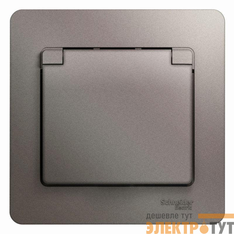 Розетка 1-м СП Glossa 16А IP20 250В с заземл. защ. шторки с крышкой в сборе платина SE GSL001246