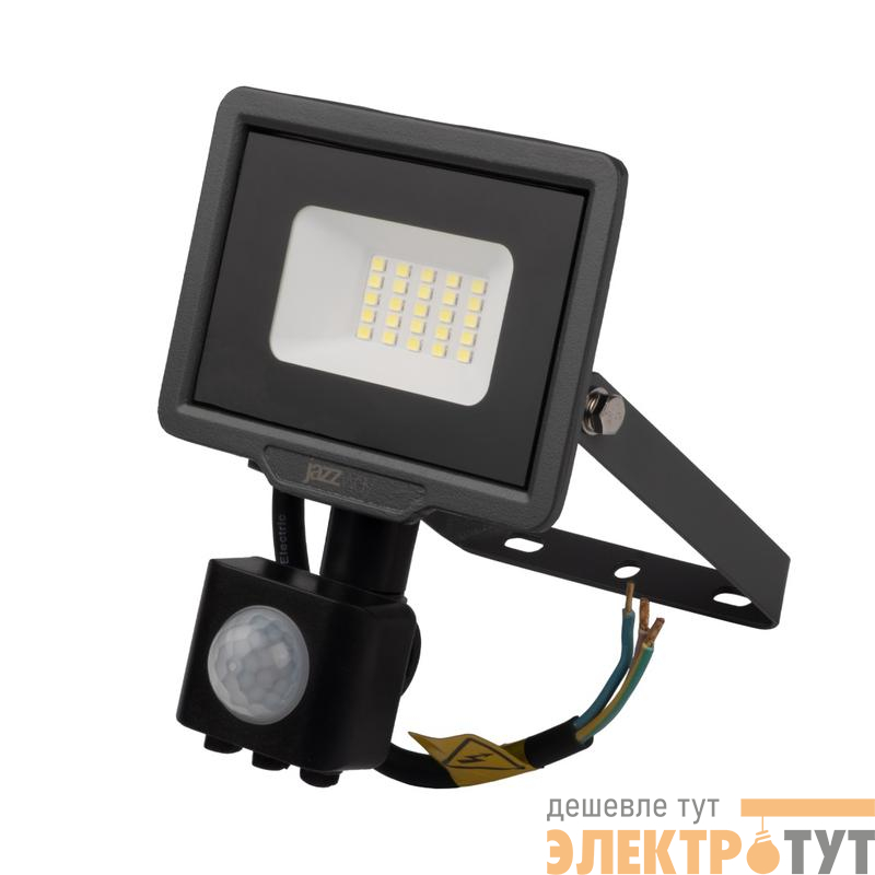 Прожектор светодиодный PFL-C3 SENSOR 20Вт 6500К IP65 ДО закален. прозр. стекло датчик движения инфракрасный JazzWay 5026926A