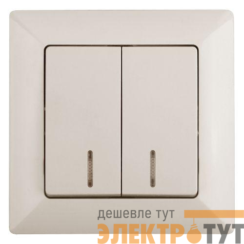 Выключатель 2-кл. СП Solo 4-105-02 10А 250В IP20 с подсветкой слон. кость Intro Б0053594