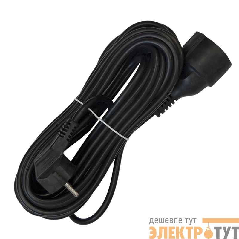 Удлинитель-шнур 1х10м с заземл. 16А IP20 ПВС 3х1 черн. DOMTOK 2360