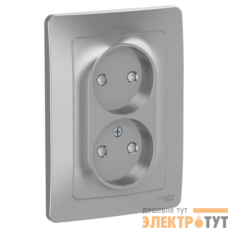 Розетка 2-м СП Blanca 16А IP20 250В без заземл. защ. шторки алюм. SE BLNRS000123