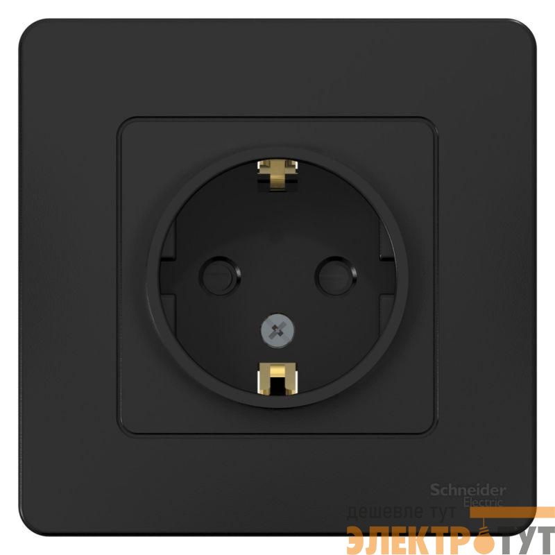 Розетка 1-м СП Blanca 16А IP20 250В с заземл. защ. шторки антрацит SE BLNRS001116