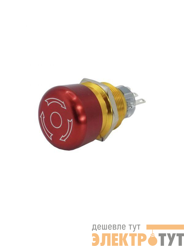 Выключатель кнопочный GQ22-L-11TSB 1НО+1НЗ гриб с фиксацией d22мм IP65 метал. красн. Электротехник ET020092
