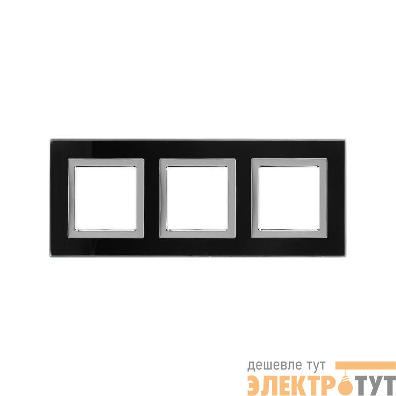 Рамка 3-м 6мод. Avanti натуральн. стекло черн. DKC 4402826