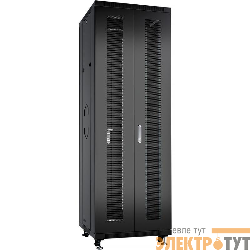 Шкаф монтажный телекоммуникационный напольн. ND-05C-42U60/120-BK 19дюйм 42U 600х1200х2055мм для распределит. и серверн. оборудования; передн. и задн. двойн. перфорир. двери ручки с замком RAL 9004 черн. Cabeus 9751c