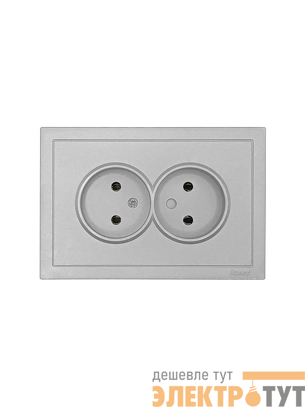 Розетка 2-мест. с/з СП ZIMA IP20 16А ПБТ безвинт. зажим сер. матов. LEZARD 704-7400-127BQC