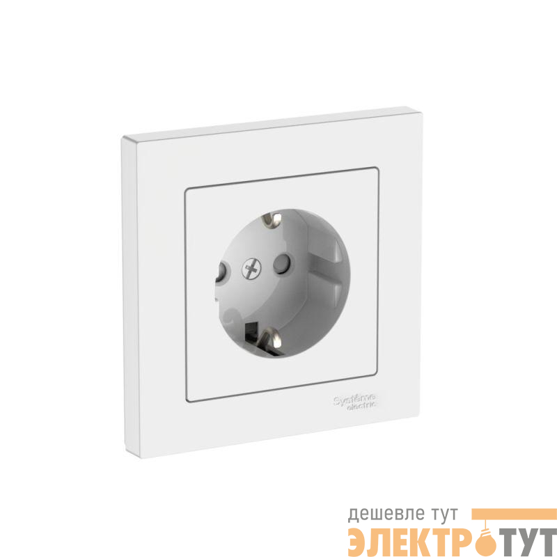 Розетка AtlasDesign 16А с заземл. защ. шторки быстрозажим. клем. в сборе бел. SE ATN000144S