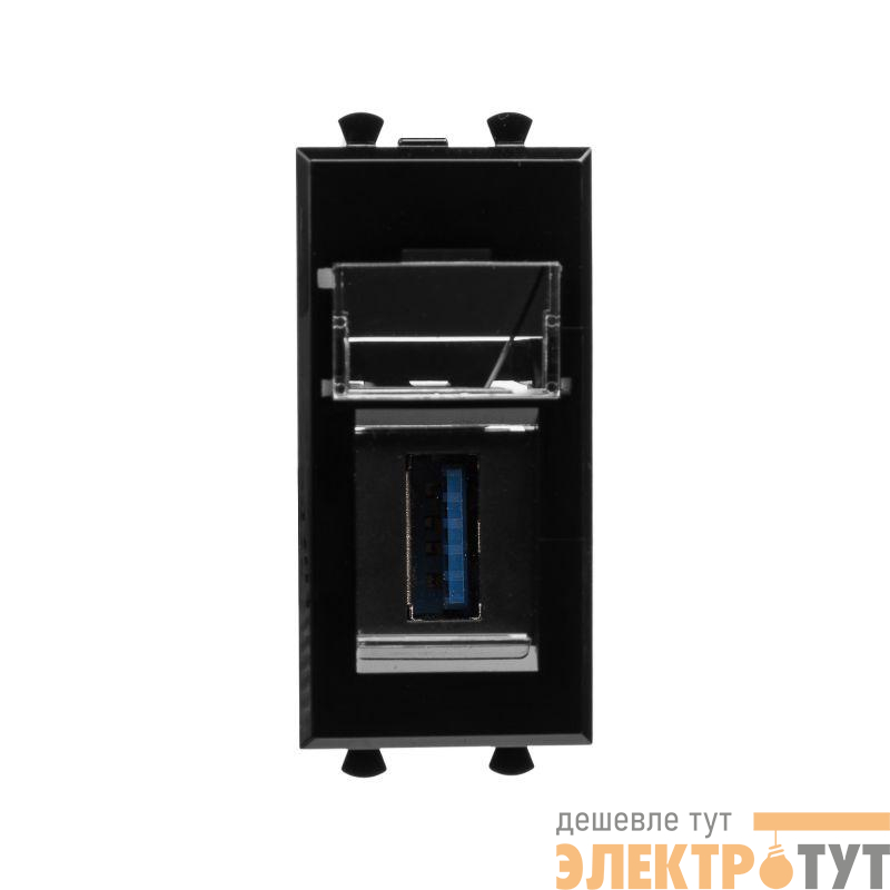 Розетка USB 3.0 1мод. Avanti "Черный квадрат" модульная тип А-А DKC 4402301