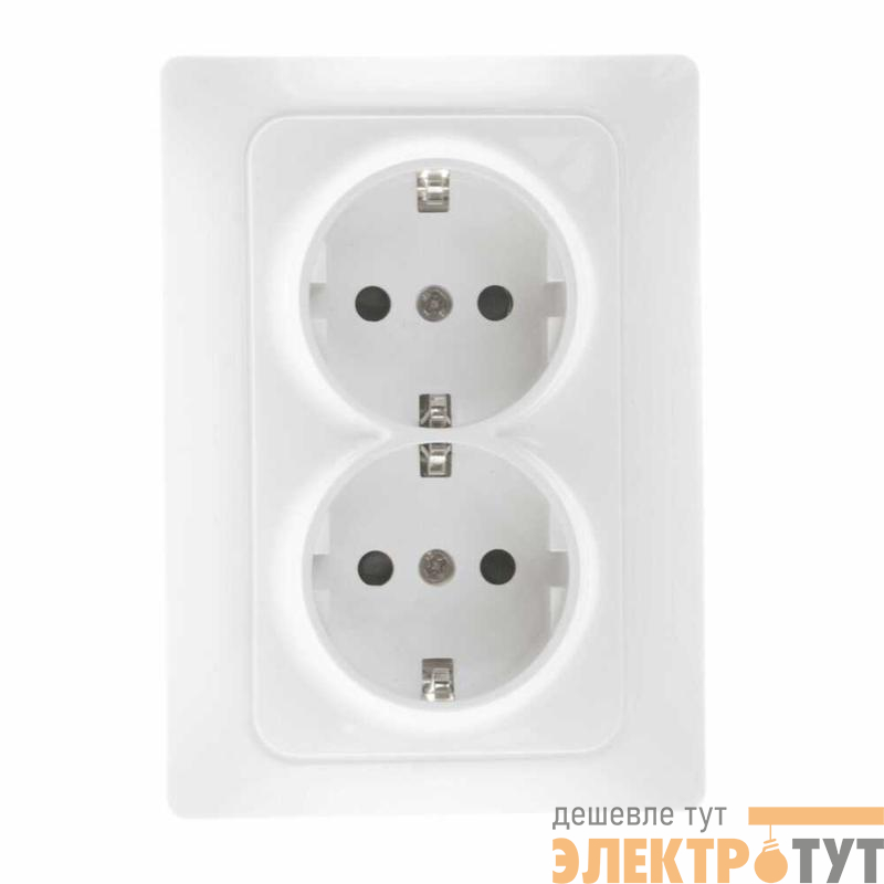 Розетка 2-м СП Bravo 16А 250В с заземл. защ. шторки механизм бел. GUSI С10Р6-001