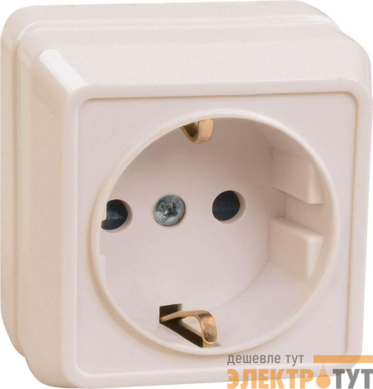 Розетка 1-м ОП Октава РС20-3-ОКм 16А IP20 с заземл. крем. GENERICA ERO11-K33-16-DC