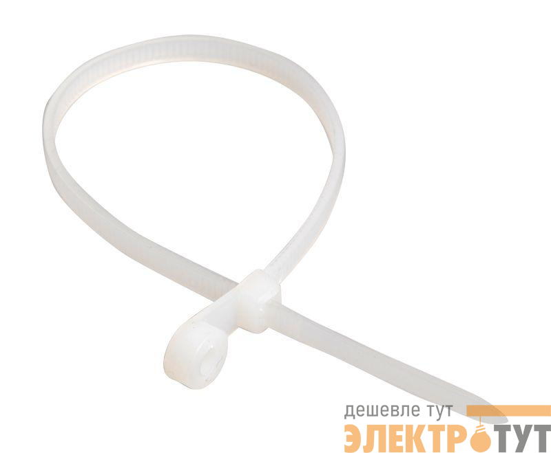 Хомут кабельный 3.5х200 нейл. бел. с отвер. для креп. ХОК (уп.100шт) IEK UHH40-5-200-100