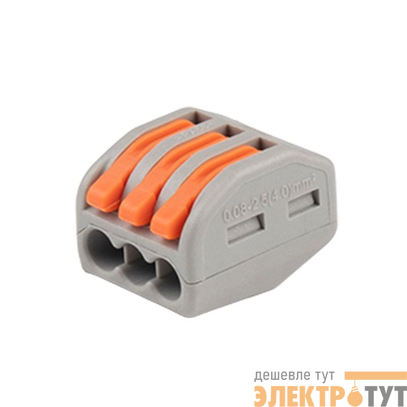 Клемма монтажная рычажного соединения PTC-3P 222-413 BL/10 450В 32А 0.08-2.5(4.0)кв.мм Jazzway 5050730