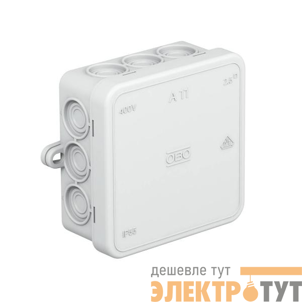 Коробка распределительная 75х75х35мм IP55 A11 12 кабельных вводов свет. сер. OBO 2000342