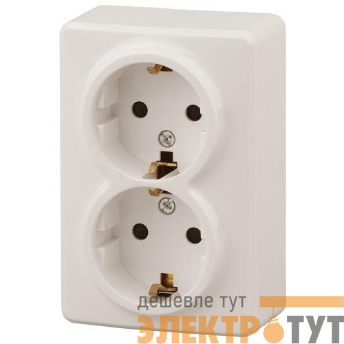 Розетка 2-м ОП Эра Эксперт 11-2205-02 16А IP20 250В 2х2P+E Schuko сл. кость Эра Б0020692
