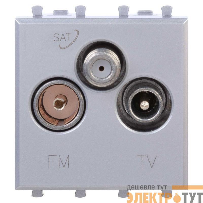 Розетка телевизионная TV/FM/SAT 2мод. Avanti "Закаленная сталь" DKC 4404532