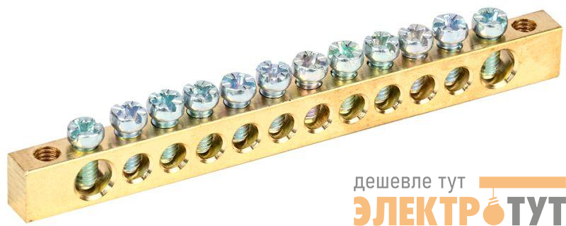Шина PEN "земля-ноль" 6х9мм 12/2 (12групп/крепеж по краям) IEK YNN11-12-100
