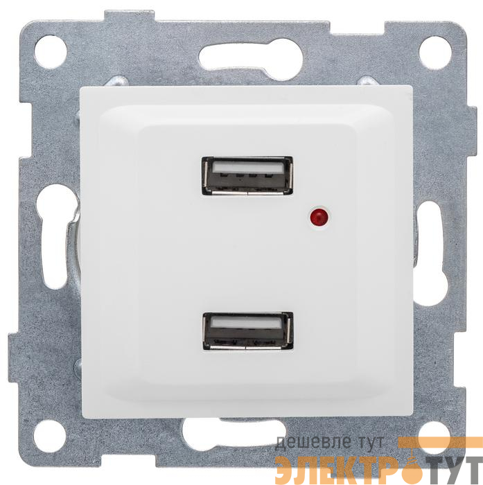 Розетка USB 2-м СП Ugra механизм бел. GUSI С11USB2-001