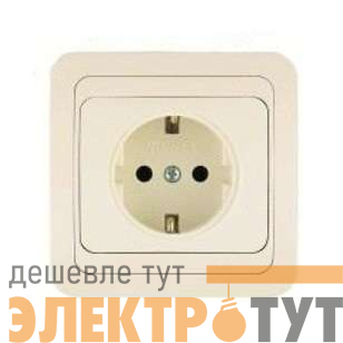 Розетка 1-м СП Mimoza 16А IP20 с заземл. крем./крем. Makel 25028