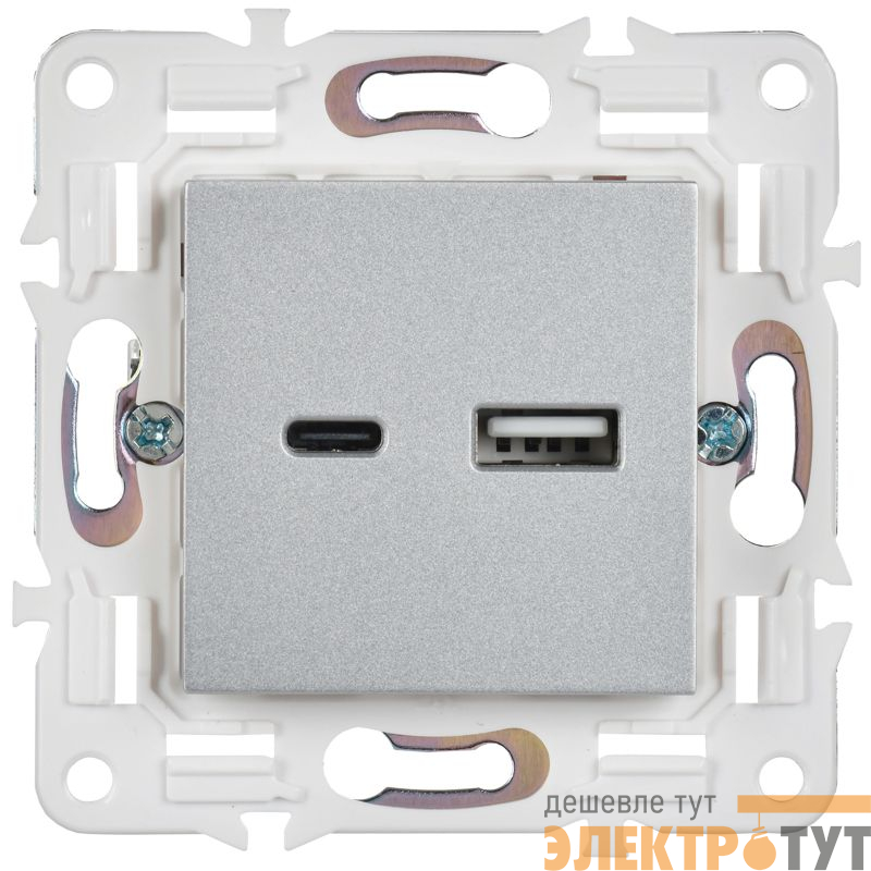 Розетка USB A+C 18Вт SKANDY SK-R13S серебр. IEK SK-U22-018-K23