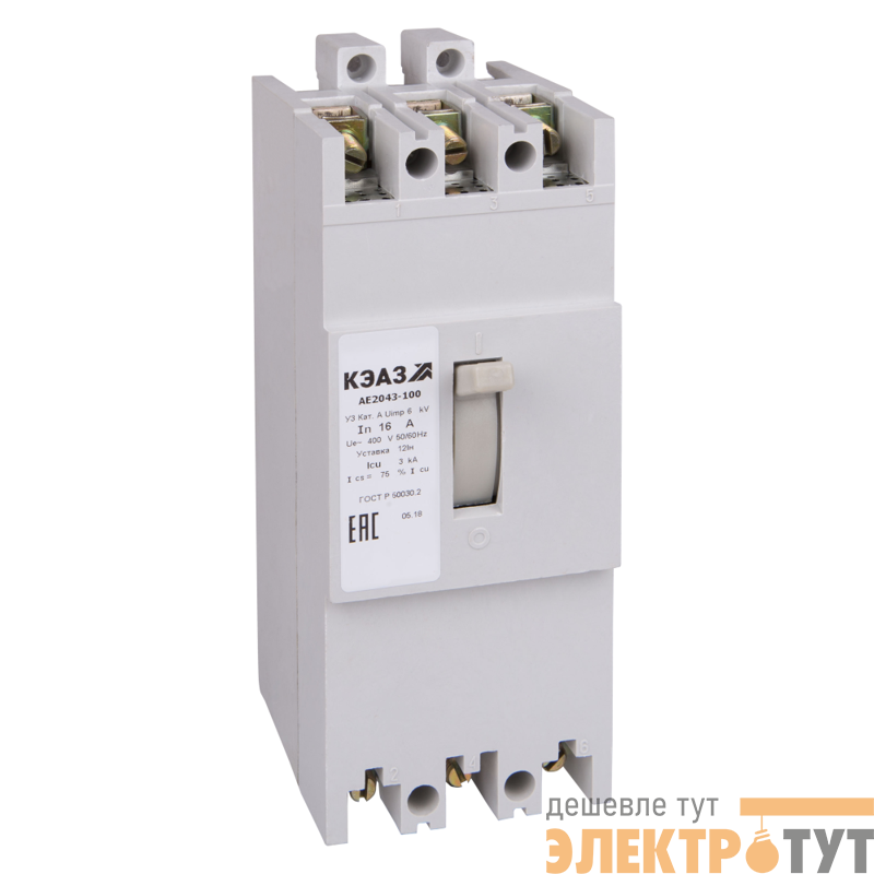 Выключатель автоматический 3п 25А 12Iн 3кА АЕ2046-100 У3 400В AC КЭАЗ 104224