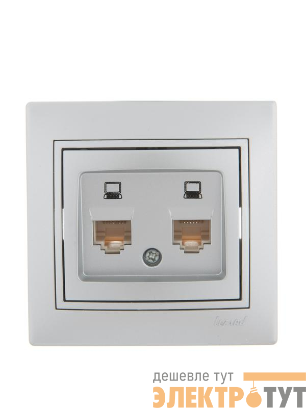 Розетка компьютерная 2-м СП Mira RJ45 сер. метал. LEZARD 701-1010-141