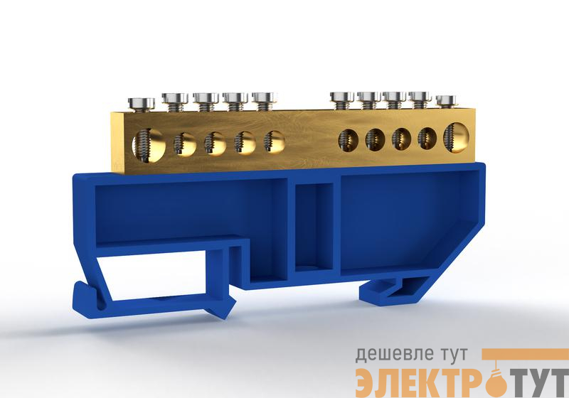 Шина нулевая на DIN-изоляторе 8х12мм 10 отвер. латунь TOKOV ELECTRIC TKE-BCB-812-10-DIN/N