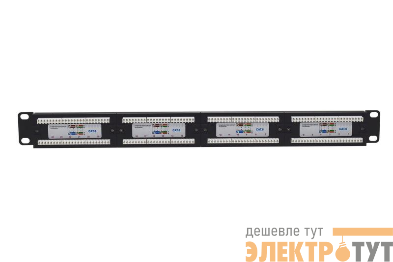 Патч-панель 19дюйм 1U кат.6 неэкранир. 24 порта RJ-45 Dual IDC TOKOV ELECTRIC TKE-PP-6-1U-24P-UTP