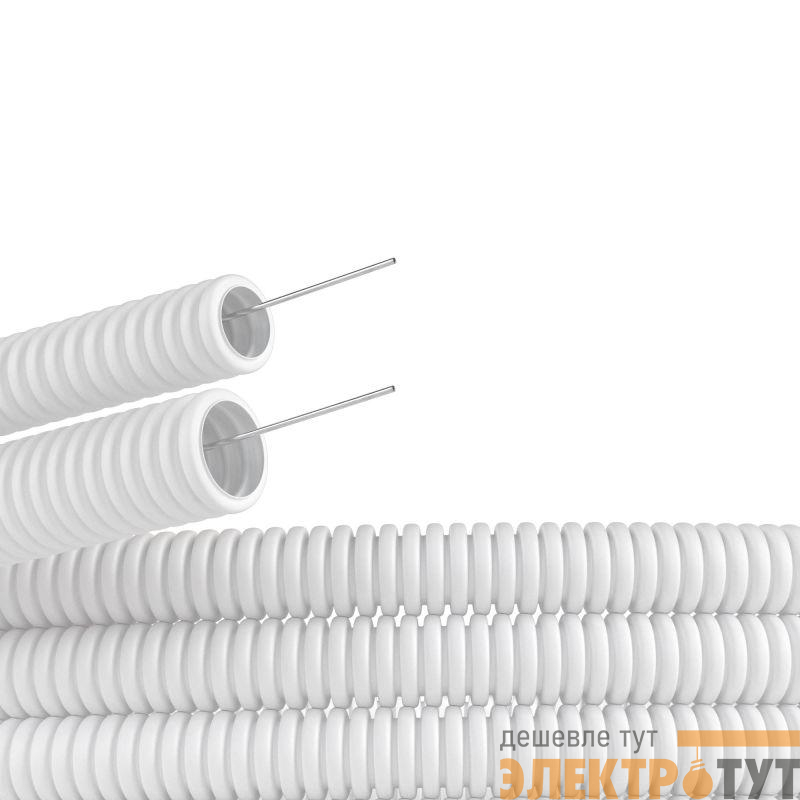 Труба гофрированная ПЛЛ гибкая d40мм с протяжкой безгалоген. (HF) ПВ-0 бел. (уп.20м) DKC 81840