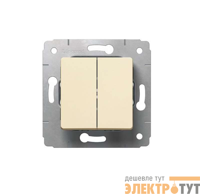 Выключатель 2-кл. СП Cariva 10А IP20 250В авт. клеммы механизм сл. кость Leg 773758