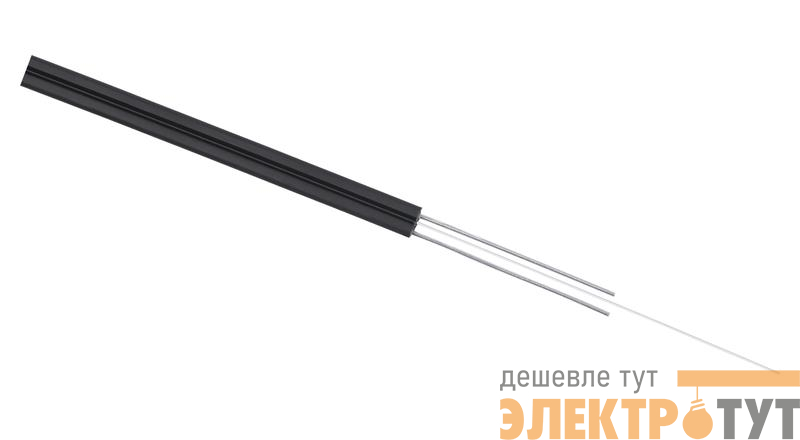 Кабель волоконно-оптический 9/125 одномод. 1 волокно усилен двумя стальн. проволоками FTTH (fiber to the home) внутр../внешн.. -40-+60град.C LSZH черн. Cabeus 9684c