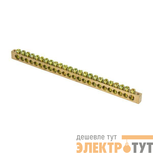 Шина PEN "ноль-земля" 8х12 24 отвер. латунь крепеж по краям PROxima EKF sn0-125-24-k