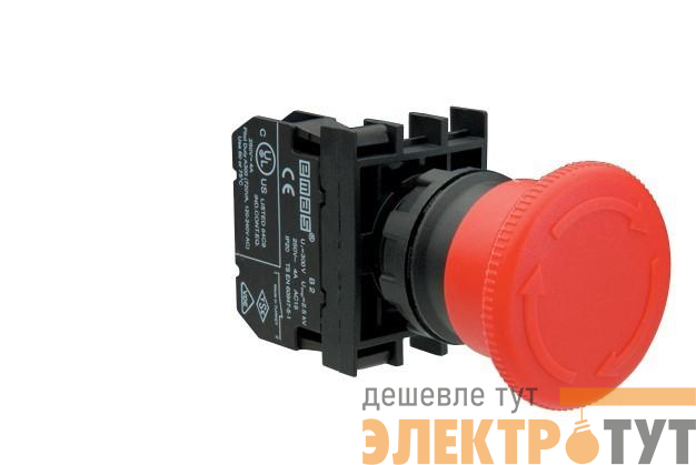 Кнопка аварийная "Грибок" d40мм 1НЗ с фиксацией и возвратом поворотом EMAS B200E