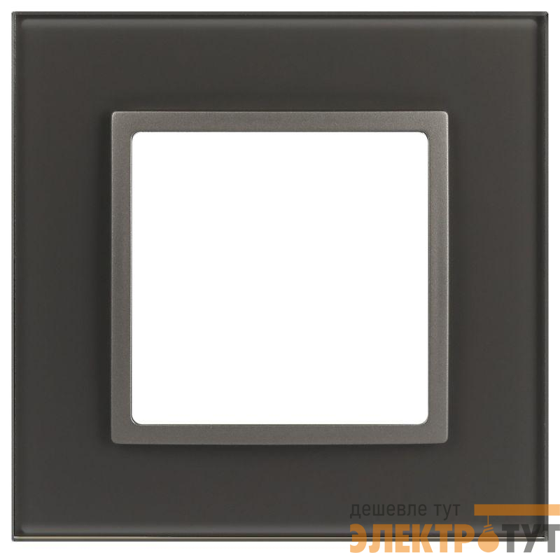 Рамка 1-м Elegance 14-5101-16 для розеток и выключателей стекло титан Эра Б0065833