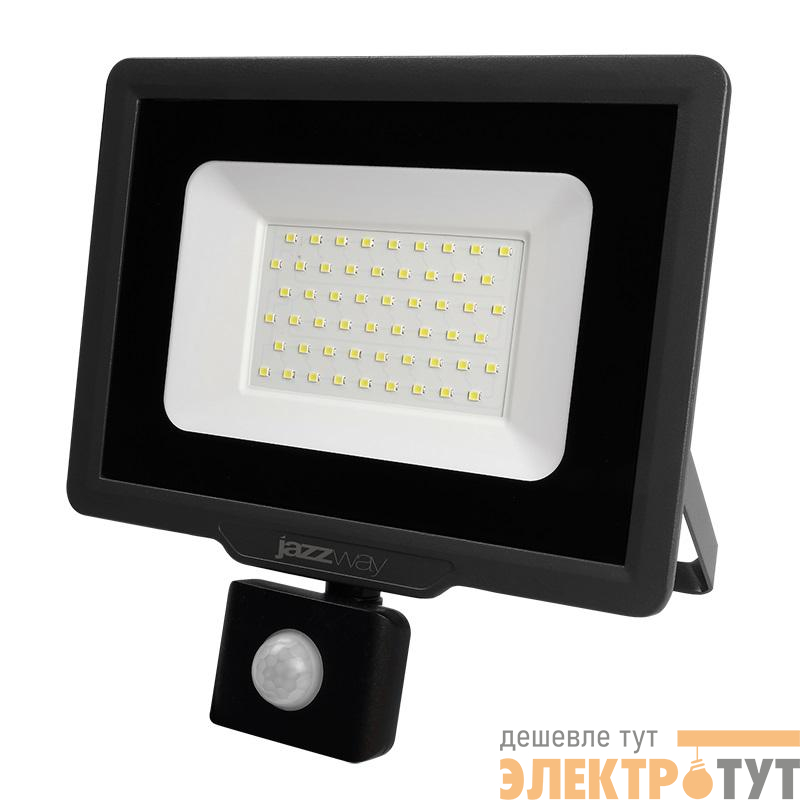 Прожектор светодиодный PFL-C3 SENSOR 50Вт 6500К IP65 ДО закален. прозр. стекло датчик движения инфракрасный JazzWay 5026940A